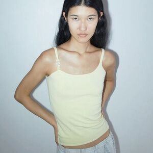 Paloma Wool Zalea tank top yellow handblown glass beads small